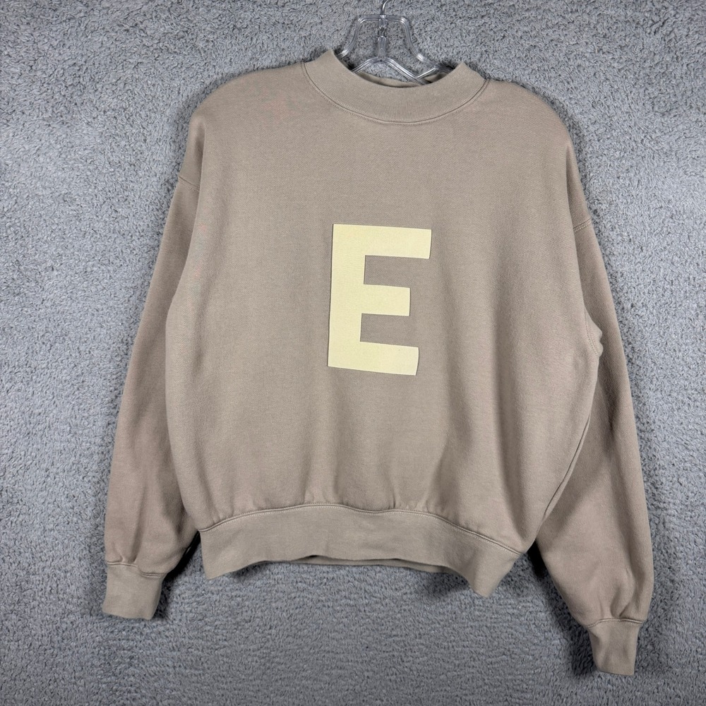 Fear of God Essentials Kids Tan Graphic E Mock Neck Sweatshirt Size 10